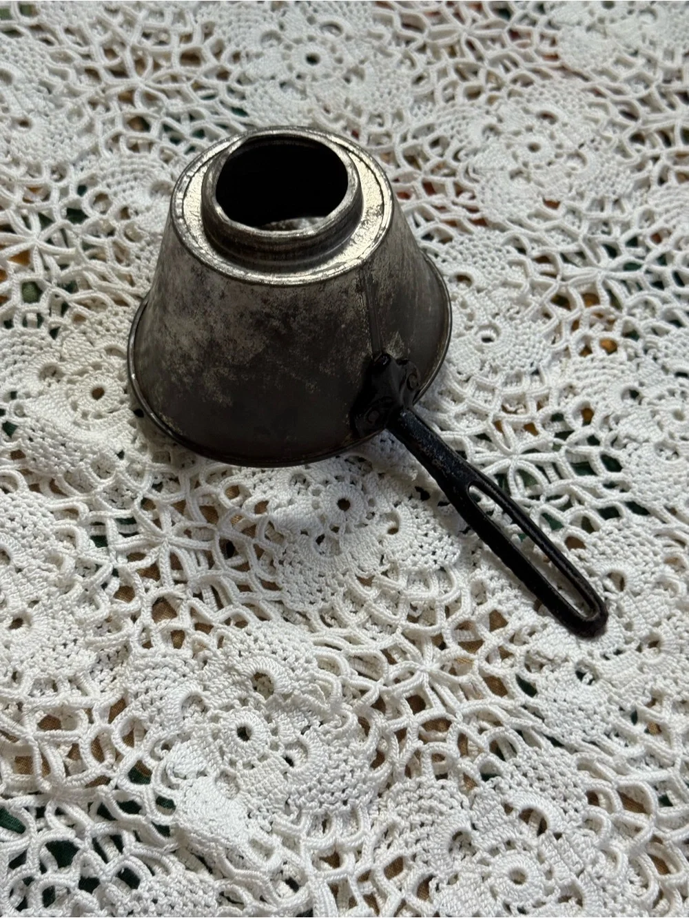 Vintage Metal Canning Funnel with Black Handle Primitive Farmhouse Kitchen